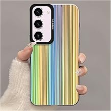 Branwen for Samsung Galaxy S23 Case 6.1 inch Rainbow Gradient Vertical Stripes, Acrylic Hard Shell Soft Edge, Vibrant Modern Style, Trendsetters, New Year's Eve