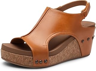 Women's Platform Wedge Sandals, Comfortable Peep-Toe Cork Casual & Dressy Summer Lightweight Shoes For All Day Wear