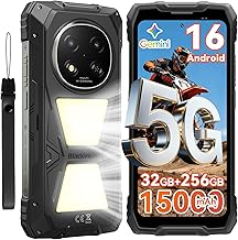 Rock 2 Pro 5G Rugged Phone Android 16, 15000mAh/33W Dual 400LM Camping Light, 32GB+256GB/2TB Rugged Smartphone Unlocked Gemini AI, 16MP+13MP 6.78" 2.4K 120Hz Glove Mode/NFC