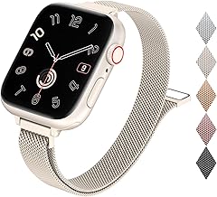 MARGE PLUS Slim Milanese Loop Compatible with Apple Watch Band for women 41mm 40mm 38mm 42mm 46mm 45mm 44mm, Stainless Steel Magnetic Mesh Strap work on iWatch Series 11 10 9 8 7 6 5 4 3 & SE 3 2 1
