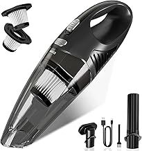 Handheld Vacuum Cordless, Rechargeable Car Vacuum Cleaner with Multiple Attachments, Portable Hand Held Vacuum Suction Power, Mini Vacuum for Car, Home, Pet Hair, Office, Desk, Keyboards Black Silver