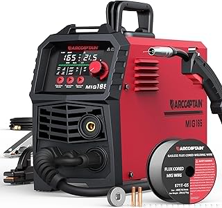 ARCCAPTAIN 165A MIG Welder 110V/220V [Large LED Display] 4 in 1 Gasless/Gas MIG/Lift TIG/Stick Welding Machine Multiprocess Welder Machine, IGBT Inverter Welder with Synergy, 2T/4T