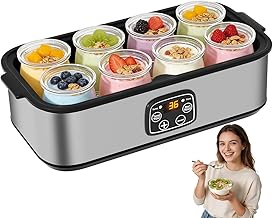 HOPERAN Yogurt Maker with Adjustable Time and Temp Control, Yogurt Maker Machine with Automatic Shut-Off & Constant Temper for Homemade Probiotic, Greek Yogurt, BPA-Free (Black Grey, 48 oz/8 Jars)