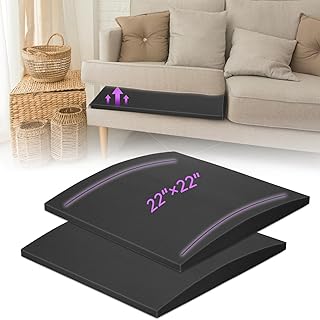 Couch Cushion Support for Sagging Seat – 22"x22" Curved High Density Foam Replacement Pad, Firm Cushion Booster for Couch, Loveseat or Armchair, Easy No-Tool Fix for Sunken Furniture,Black Set of 2