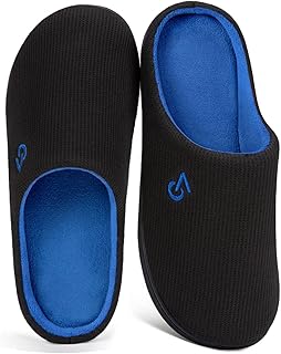 Men's Two-Tone Memory Foam House Slippers Indoor Outdoor Durable Rubber Sole