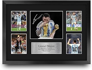 Lionel Messi Argentina 16 x 12 inch (A3) Printed Gifts Signed Autograph Picture for Football Fans and Supporters - 16" x 12" Framed