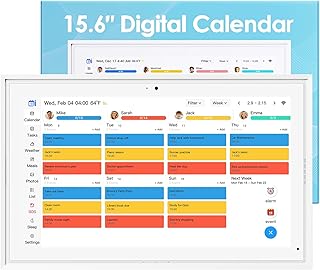 15.6 Inch Digital Calendar Touchscreen, Smart Family Electronic Calendar & Wall Planner with Schedule, Chore Chart, Meal Planner, Tasks, Wall & Desk Display, Digital Picture Frame Mode