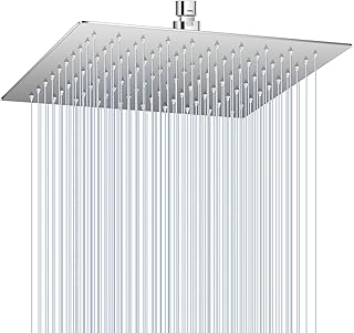 10 Inch Rain Shower Head Chrome - Square Rainfall Shower head All Metal Stainless Steel 304, Ultra Thin Design, Full Body Coverage Bath Shower