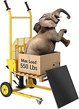Hydraulic Material Lift,550lbs Lift Dolly,Upgraded Baffle Pallet Lift,37.4” Max Lift with Front Universal Wheels and 9" Polyurethane Wheels, 18.5" Fork Length, Hand Forklift, Steel Platform x 1