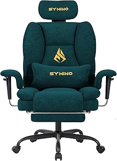Symino Gaming Chair with Footrest, Up/Down Armrests, Suede Fabric Ergonomic Office Chair, 150° Recline Computer Chair for Desk, Green