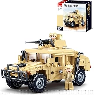 Off-Road Military Vehicle Set, Inspired by WW2 Army Toys, Model Kit with 2 Action Soldier Minifigures, Gifts for Boys and Girls Aged 6-12, Compatible with Lego Set, 265 PCS