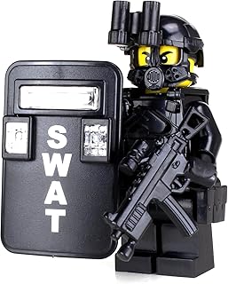 1.6 Inches Tall Collectible SWAT Police Officer Pointman Custom Minifigure| Genuine Police Minifig | Great Gift for Ages 10+ to Adult AFOL