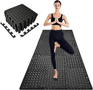 3x6 Feet Interlocking Foam Floor Mats (18-Pack) - 0.4"(10mm Thick Gym Mats for Home Workouts, Exercise & Play - Puzzle Tiles for Home Gym, Yoga, Kids Area.
