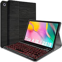 REAL-EAGLE Backlit Keyboard Case for Samsung Galaxy Tab A 10.1 Inch 2019(SM-T510/T515/T517), 7 Color Backlights Detachable Wireless Keyboard Case Cover for Samsung Galaxy Tab A 10.1” 2019 (Black)
