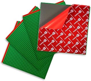 Build-on-Wall Peel-and-Stick Baseplates - 10 x 10 in, Green, 4-Pack - Stackable Block Play & Creative Building Toys on Play Tables & Walls - Compatible with All Major Brick Brands