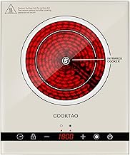 Dual Coils Design of Single Burner Electric Cooktop, 1800W Infrared Ceramic Hot Plate for Cooking, Portable Countertop or Built-in Radiant Stove Top Cooker, Compatible with All Cookware