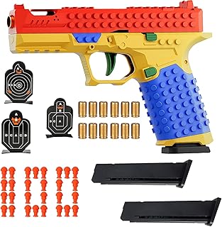 Dreamplay Shell Ejecting Toy Gun, DIY Automatic Pull Back Action Platebase Compatible with Legos Shooting Games Education Model Toy Pistol for Kids Gifts