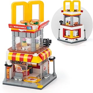 City Street View Burger Shop Building Set, MOC Creative Model Set Creative Model Toys, Unique Home Decor, Ideas Birthday Holidays Toy Gift (244 Pieces)