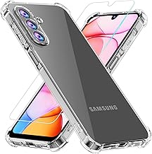 Phone Case for Samsung Galaxy A17 5G Case, Samsung A17 5G Case with Tempered Glass Screen Protector, Soft Flexible TPU Slim Fit Shockproof Phone Cover for Women Men Girls Boys (Clear)