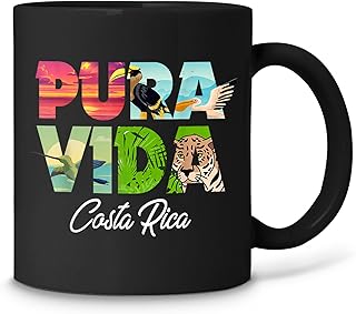 Pura Vida Costa Rica Souvenir - Cool Central America Travel Black Coffee Mug 11oz…