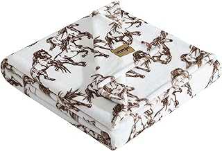 Wrangler - Throw Blanket, Soft Plush Fleece Bedding, Yellowstone Inspired, Western Decor for Bed or Couch (Mustangs Brown, 50" x 70")