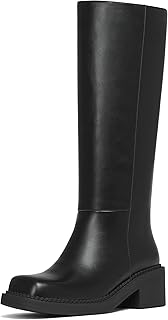 Fold Over Knee High Boots Women Chunky Block Heel Festival Trendy Casual Round Toe Buckle Tall Slouchy Boots for Women Motorcycle Riding Rave Club Pull on Y2K Long boots