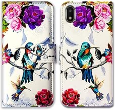 Bcov Case for Galaxy A10e, Hummingbird in Flowers Leather Flip Wallet Case Cover with Card Slot Holder Kickstand for Samsung Galaxy A10e