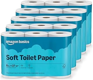 2-Ply Soft Toilet Paper, 30 Rolls (5 Packs of 6), 350 Sheets per Roll, Septic Safe, Equivalent to 185 Regular Rolls