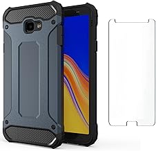 Asuwish Phone Case for Samsung Galaxy J7 Prime 2017 J 7 Skypro Sky Pro J7V V S727VL with Tempered Glass Screen Protector Cover and Cell Dual Layer Slim Glaxay Halo 7J Perx J7prime Women Men Navy Blue