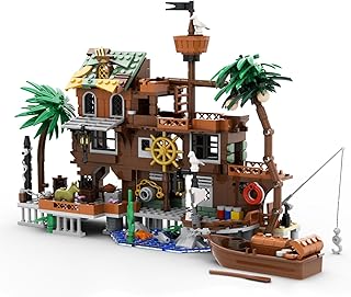 Pirate Dock Ship Building Toys, Pirate Themed City Building Block Set, A Gift Compatible with Lego Sets for Boys & Girl 6-14 & Adults (579pcs)