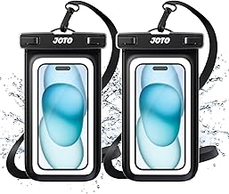 JOTO 2 Pack Universal Waterproof Phone Case for iPhone 17 Air 16 15 14 13 12 11 Plus Pro Max, IPX8 Cellphone Dry Bag XR X SE, Galaxy S23 S22 S21 S20+ S20 S10 Plus Note, Pixel up to 7" -Black