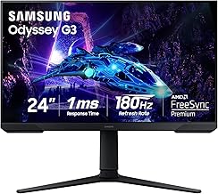 24-Inch Odyssey G3 (G30D) Series FHD Gaming Monitor, 1ms, 180Hz, AMD FreeSync, Adjustable Stand, Black Equalizer, Virtual Aim Point, Eye Saver Mode, Flicker-Free, LS24DG302ENXZA