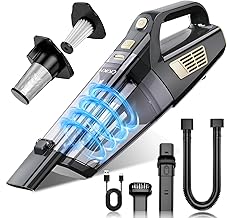 CKIKH Handheld Vacuum Cordless, 15000PA Strong Suction Hand Held Car Vacuum Cleaner Portable with Multi-Nozzles & Washable Filter, Lightweight Rechargeable Vacuum Cleaner for Home, Car, Office, Pets