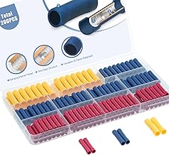 AIRIC UL Listed 200 Pcs Wire Butt Splice Connectors Kit, 22-10 AWG Electrical Crimp Terminal Connector Kits, Fully Insulated Wiring Straight Crimps Terminals for 22,20,18,16,14,12,10 Gauge Wires