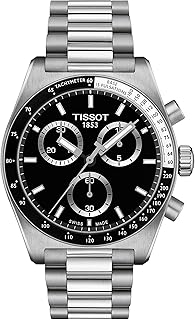 PR516 Chronograph, Swiss Quartz Watch for Men, Stainless Steel Case and Bracelet, Black Dial, 40 mm, T1494171105100