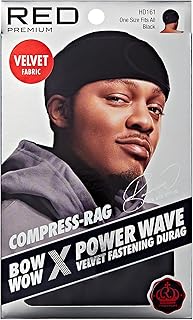 Premium Bow Wow X Power Wave Durag, 360 Wave Compression Cap for Men & Women, Adjustable Hook-and-Loop Strap, Stylish & Durable, Ideal for Locs, Braids, Finger Waves, Velvet Black