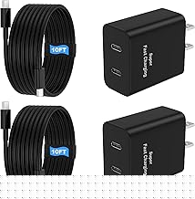 45W 2Pack Super Fast Charger USB C Dual Port Android Phone Charger Type C Fast Charging Block with 10FT Type-C Charger Cord for Samsung Galaxy S26 Ultra/S26/S26+/S25/S24/S23/S22/S21+/iPhone 17/16/15