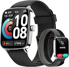 Smart Watch for Men Women, 1.85" HD Smartwatch Compatible iPhone/Samsung/Android (Answer/Make Calls), 100+ Sport Modes Fitness Tracker with Heart Rate/Sleep/SpO2 Monitor, IP68 Waterproof, with 2 Bands