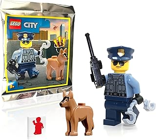 Town City Police Minifigure - Police Officer (with German Shepard Dog) 60174