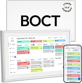 BOCT 15.6'' Digital Calendar Wall - 32GB Memory Touch Screen Chore Chart Smart Calendar, Digital Planner, Auto-Sync, APP Control, Interactive Family Schedules, Gift for Mother