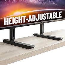 Universal TV Stand - Fits 49” to 77” TVs up to 100lbs - Adjustable Height & Wobble-Free Design - Flat Base Compatible with Soundbars