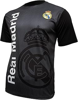 Men Compatible with Real Madrid Sublimation Logo Poly Soccer T-Shirt - Black