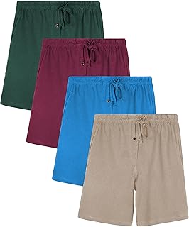 Men's Lounge Shorts | Drawstring & Pockets Cotton PJ-Sleep Short Bottoms | Multi Packs