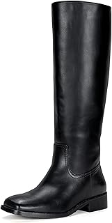 Women's 9509 Knee High Boots, Low Heel Square Toe Riding Boots, Tall Boots with Side Zipper
