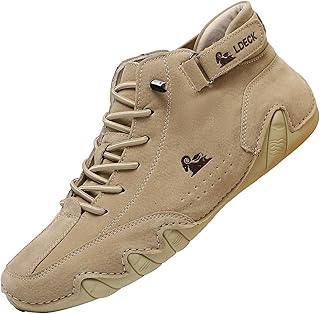 Nevova Driving Shoes for Men Women Suede Chukka Boots Unisex Italian Handmade High Top Boot Lightweight Slip On Lace Up Barefoot Shoes Boots Breathable Walking Sneakers with Hook & Loop