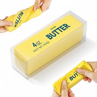 Butter Squishy Slow Rising Squeeze Toy, Soft Stretchy Butter Stick Squishies, Sensory Fidget Toy for Stress & Anxiety Relief, Desk Decor, Party Favor Birthday Gift for Teens & Adults (Yellow)