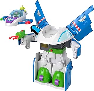 Fisher-Price Imaginext Transforming Buzz Lightyear Ship Toy Vehicle with Lights, Sounds,3-inch Action Figures, Launcher and Projectiles