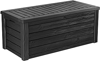 Keter Westwood 150 Gallon Resin Large Outdoor Storage Box for Patio Furniture, Outdoor Cushions, Garden Tools and Pool Floats, Dark Grey