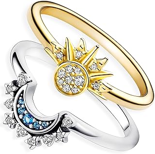 Opal Rings for Women,925 Sterling Silver Stackable Cubic Zirconia Ring Set Crown Rings Opal Stone Crystal Jewelry