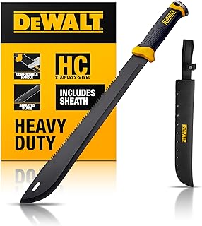 24 Inch MA60 Field Machete - Full Tang Stainless Steel Blade with Saw Back Construction & Non-Slip TPR Handle with Nylon Sheath for Brush Clearing, Yard Work, Camping & Outdoor Use